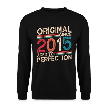 Original since 2015 Aged to perfection - Unisex Sweatshirt - black - Front - Alina (178cm) & Michal (187cm)