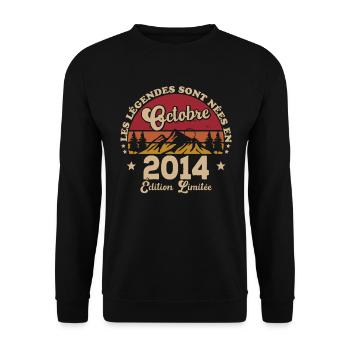 Die Legenden wurden im Oktober 2014 geboren - Unisex Pullover - Schwarz - Vorne - Alina (178cm) & Michal (187cm)