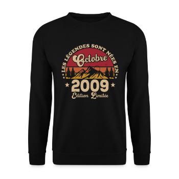 Les Légendes Sont Nées En Octobre 2009 - Sweat-shirt Unisexe - noir - Devant - Alina (178cm) & Michal (187cm)
