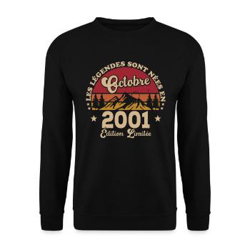 Die Legenden wurden im Oktober 2001 geboren - Unisex Pullover - Schwarz - Vorne - Alina (178cm) & Michal (187cm)