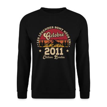 The legends were born in October 2011 - Unisex Sweatshirt - black - Front - Alina (178cm) & Michal (187cm)