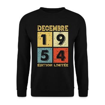 Anniversaire Vintage Idée Cadeau Décembre 1954 - Sweat-shirt Unisexe - noir - Devant - Alina (178cm) & Michal (187cm)