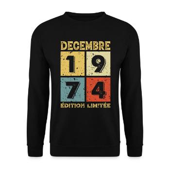 Anniversaire Vintage Idée Cadeau Décembre 1974 - Sweat-shirt Unisexe - noir - Devant - Alina (178cm) & Michal (187cm)
