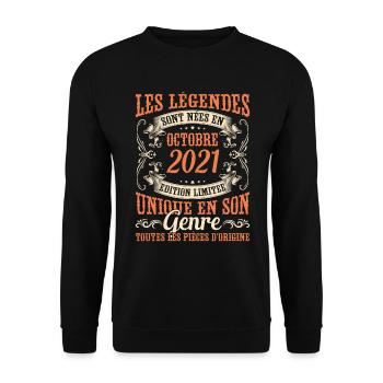 Les Légendes Sont Nées En Octobre 2021 Cadeau - Sweat-shirt Unisexe - noir - Devant - Alina (178cm) & Michal (187cm)