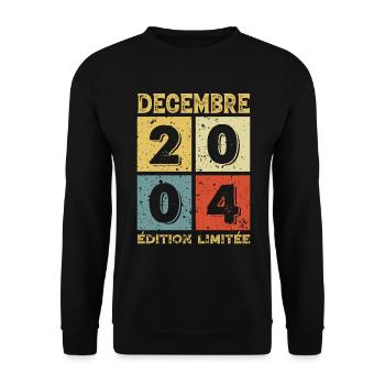 Anniversaire Vintage Idée Cadeau Décembre 2004 - Sweat-shirt Unisexe - noir - Devant - Alina (178cm) & Michal (187cm)