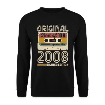 Vintage Geburtstag Original Geschenkidee 2008 - Unisex Pullover - Schwarz - Vorne - Alina (178cm) & Michal (187cm)