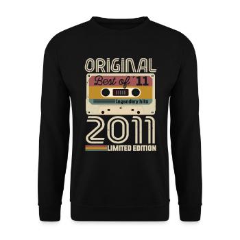 Vintage Geburtstag Original Geschenkidee 2011 - Unisex Pullover - Schwarz - Vorne - Alina (178cm) & Michal (187cm)