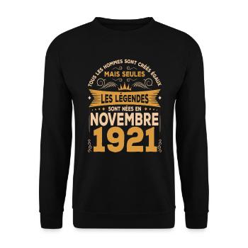 Les Légendes Sont Nées En Novembre 1921 - Sweat-shirt Unisexe - noir - Devant - Alina (178cm) & Michal (187cm)