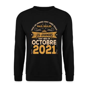 Les Légendes Sont Nées En Octobre 2021 - Sweat-shirt Unisexe - noir - Devant - Alina (178cm) & Michal (187cm)