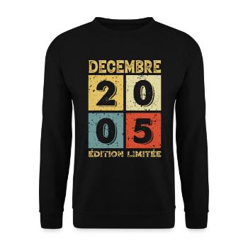 Anniversaire Vintage Idée Cadeau Décembre 2005 - Sweat-shirt Unisexe - noir - Devant - Alina (178cm) & Michal (187cm)