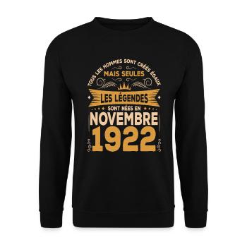 Les Légendes Sont Nées En Novembre 1922 - Sweat-shirt Unisexe - noir - Devant - Alina (178cm) & Michal (187cm)