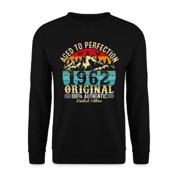 Perfekt gealtert 1962 Original - Unisex Pullover - Schwarz - Vorne - Alina (178cm) & Michal (187cm)