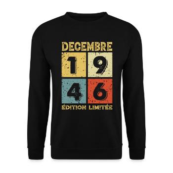 Anniversaire Vintage Idée Cadeau Décembre 1946 - Sweat-shirt Unisexe - noir - Devant - Alina (178cm) & Michal (187cm)