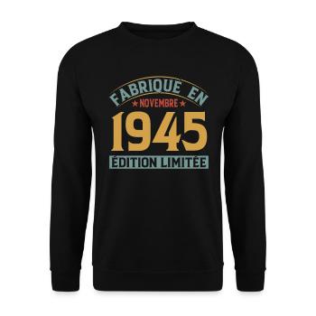 Fabriqué En Novembre 1945 Édition Limitée - Sweat-shirt Unisexe - noir - Devant - Alina (178cm) & Michal (187cm)