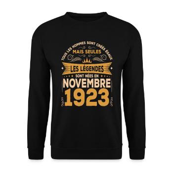 Les Légendes Sont Nées En Novembre 1923 - Sweat-shirt Unisexe - noir - Devant - Alina (178cm) & Michal (187cm)