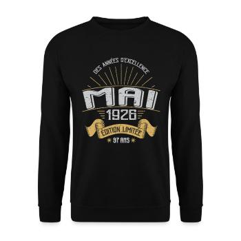 Mai 1926 97 Ans Anniversaire Vintage Idée Cadeau - Sweat-shirt Unisexe - noir - Devant - Alina (178cm) & Michal (187cm)