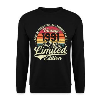 Jahrgang 1991 Geborene Herkunft 1991 Geburtstag - Unisex Pullover - Schwarz - Vorne - Alina (178cm) & Michal (187cm)