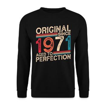 Original Depuis 1971 Vieilli À La Perfection - Sweat-shirt Unisexe - noir - Devant - Alina (178cm) & Michal (187cm)
