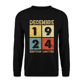 Anniversaire Vintage Idée Cadeau Décembre 1924 - Sweat-shirt Unisexe - noir - Devant - Alina (178cm) & Michal (187cm)