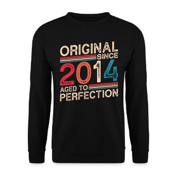 Original 2014 Geburtstag Vintage Geschenkidee - Unisex Pullover - Schwarz - Vorne - Alina (178cm) & Michal (187cm)
