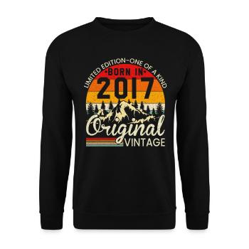 Unique in its kind born in 2017 Original vintage - Unisex Sweatshirt - black - Front - Alina (178cm) & Michal (187cm)