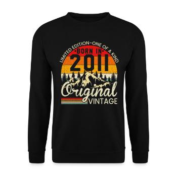 Unique in its kind born in 2011 Original vintage - Unisex Sweatshirt - black - Front - Alina (178cm) & Michal (187cm)