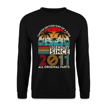 Legendär seit 2011 alle Originalteile - Unisex Pullover - Schwarz - Vorne - Alina (178cm) & Michal (187cm)
