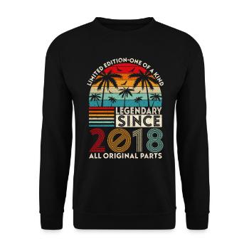 Legendär seit 2018 alle Originalteile - Unisex Pullover - Schwarz - Vorne - Alina (178cm) & Michal (187cm)