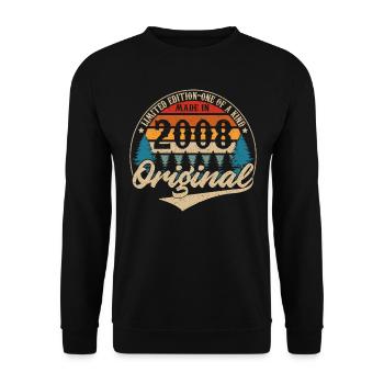 Original Vintage Geburtstag Geschenkidee 2008 - Unisex Pullover - Schwarz - Vorne - Alina (178cm) & Michal (187cm)