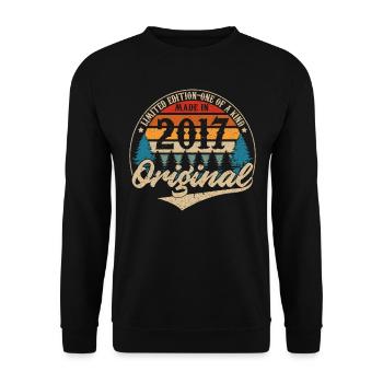Original Vintage Geburtstag Geschenkidee 2017 - Unisex Pullover - Schwarz - Vorne - Alina (178cm) & Michal (187cm)