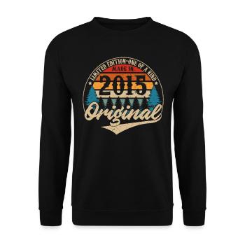 Original Vintage Geburtstag Geschenkidee 2015 - Unisex Pullover - Schwarz - Vorne - Alina (178cm) & Michal (187cm)