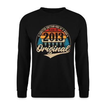 Original Vintage Geburtstag Geschenkidee 2013 - Unisex Pullover - Schwarz - Vorne - Alina (178cm) & Michal (187cm)