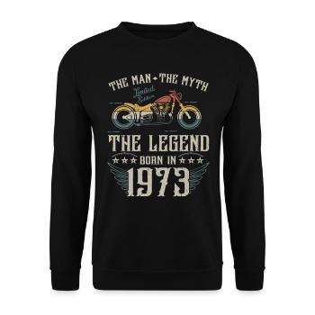 Der Mann der Mythos die Legende geboren 1973 Geschenk - Unisex Pullover - Schwarz - Vorne - Alina (178cm) & Michal (187cm)