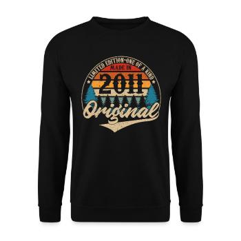 Original Vintage Geburtstag Geschenkidee 2011 - Unisex Pullover - Schwarz - Vorne - Alina (178cm) & Michal (187cm)