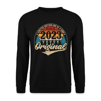 Original Vintage Geburtstag Geschenkidee 2023 - Unisex Pullover - Schwarz - Vorne - Alina (178cm) & Michal (187cm)