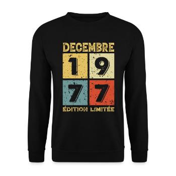 Anniversaire Vintage Idée Cadeau Décembre 1977 - Sweat-shirt Unisexe - noir - Devant - Alina (178cm) & Michal (187cm)