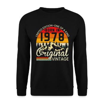 Einzigartig in seiner Art geboren 1978 Original Jahrgang - Unisex Pullover - Schwarz - Vorne - Alina (178cm) & Michal (187cm)