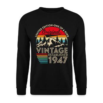 1947Original Vintage Established in 1947 Anniversary - Unisex Sweatshirt - black - Front - Alina (178cm) & Michal (187cm)