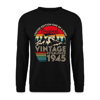 Original vintage established in 1945 anniversary - Unisex Sweatshirt - black - Front - Alina (178cm) & Michal (187cm)
