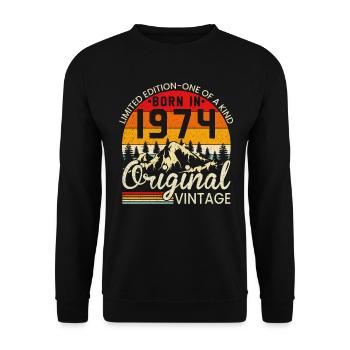 Unique En Son Genre Né En 1974 Millésime Original - Sweat-shirt Unisexe - noir - Devant - Alina (178cm) & Michal (187cm)
