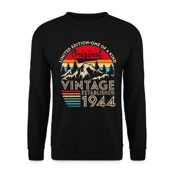 Original Vintage Établi En 1944 Anniversaire - Sweat-shirt Unisexe - noir - Devant - Alina (178cm) & Michal (187cm)