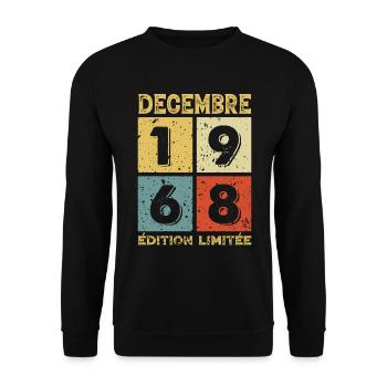 Anniversaire Vintage Idée Cadeau Décembre 1968 - Sweat-shirt Unisexe - noir - Devant - Alina (178cm) & Michal (187cm)