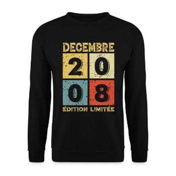 Anniversaire Vintage Idée Cadeau Décembre 2008 - Sweat-shirt Unisexe - noir - Devant - Alina (178cm) & Michal (187cm)