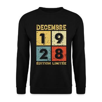 Anniversaire Vintage Idée Cadeau Décembre 1928 - Sweat-shirt Unisexe - noir - Devant - Alina (178cm) & Michal (187cm)