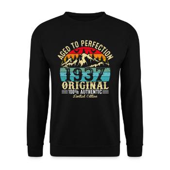 Perfekt gealtert 1937 original - Unisex Pullover - Schwarz - Vorne - Alina (178cm) & Michal (187cm)