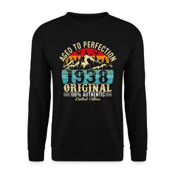 Perfekt gealtert 1938 original - Unisex Pullover - Schwarz - Vorne - Alina (178cm) & Michal (187cm)