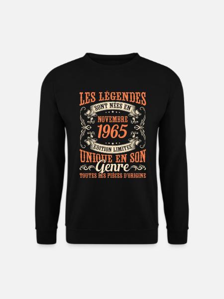 Les Légendes Sont Nées En Novembre 1965 Cadeau - Sweat-shirt Unisexe - noir