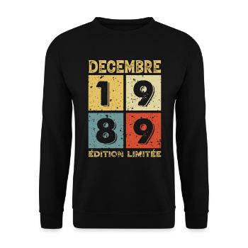 Anniversaire Vintage Idée Cadeau Décembre 1989 - Sweat-shirt Unisexe - noir - Devant - Alina (178cm) & Michal (187cm)