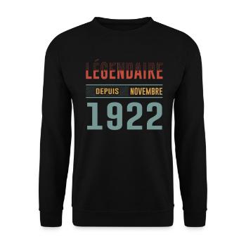 Légendaire Depuis Novembre 1922 Anniversaire - Sweat-shirt Unisexe - noir - Devant - Alina (178cm) & Michal (187cm)