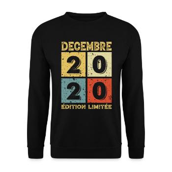 Anniversaire Vintage Idée Cadeau Décembre 2020 - Sweat-shirt Unisexe - noir - Devant - Alina (178cm) & Michal (187cm)